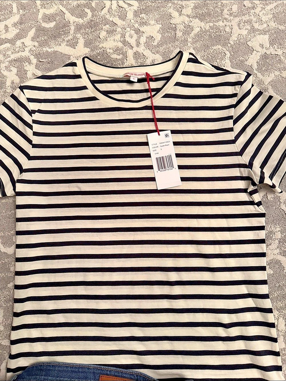 Frances Valentine Super Striped Baby Tee Striped Short Sleeve Tee in White &